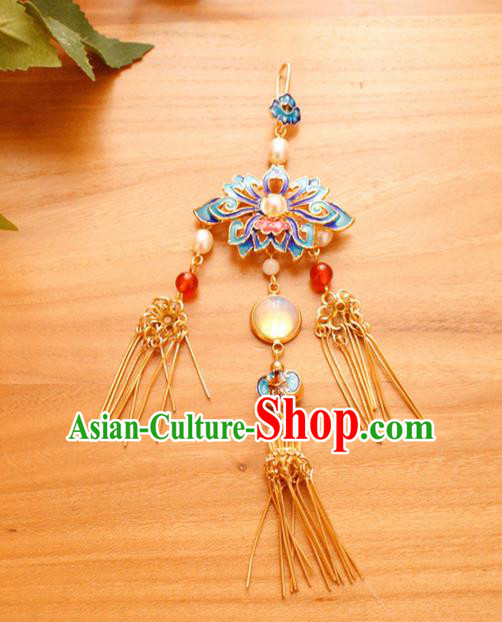 Chinese Handmade Palace Blueing Accessories Ancient Queen Brooch Headwear for Women