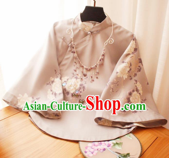 Chinese National Classical Purple Blouse Traditional Tang Suit Upper Outer Garment for Women