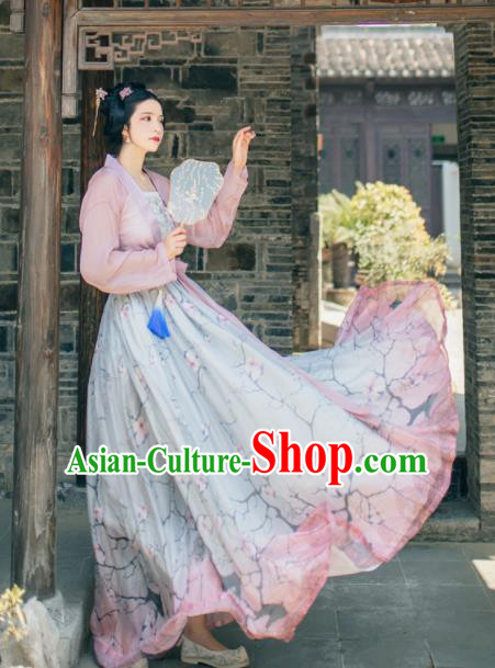 Chinese Ancient Peri Goddess Hanfu Dress Traditional Tang Dynasty Nobility Lady Costume for Women