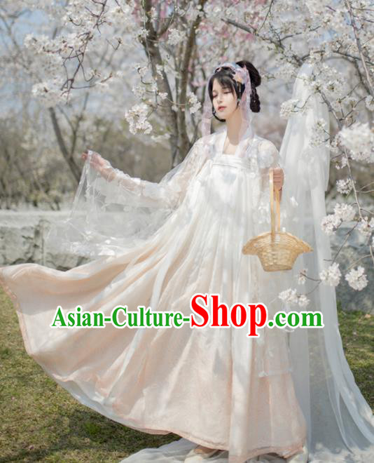 Chinese Ancient Myth Moon Peri Goddess Hanfu Dress Traditional Tang Dynasty Princess Costume for Women