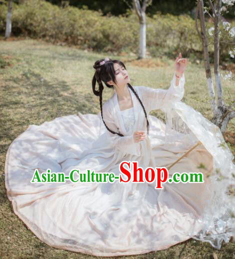 Chinese Ancient Myth Moon Peri Goddess Hanfu Dress Traditional Tang Dynasty Princess Costume for Women