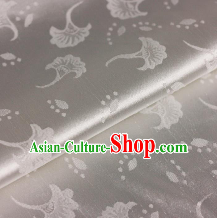 Chinese Traditional Satin Fabric Material Classical Dandelion Pattern Design White Brocade Cheongsam Silk Fabric