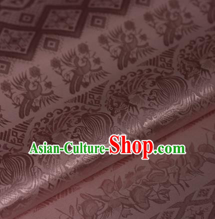 Chinese Traditional Satin Fabric Material Classical Phoenix Pattern Design Pink Brocade Cheongsam Silk Fabric