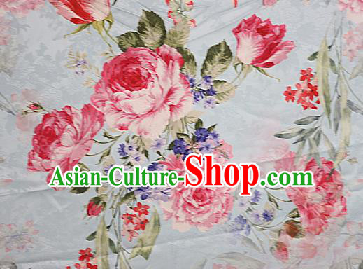 Chinese Traditional Fabric Classical Peony Pattern Design Brocade Cheongsam Satin Material Silk Fabric