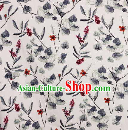 Chinese Traditional Fabric Classical Leaf Pattern Design White Brocade Cheongsam Satin Material Silk Fabric
