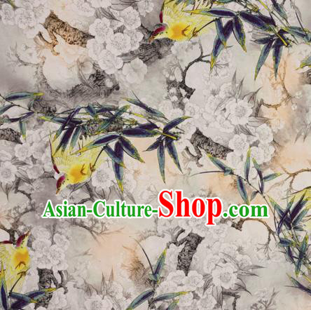 Chinese Traditional Fabric Classical Bamboo Leaf Pattern Design Brocade Cheongsam Satin Material Silk Fabric