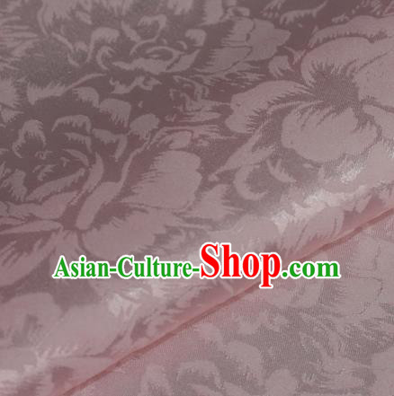 Chinese Traditional Cheongsam Fabric Classical Peony Pattern Design Pink Brocade Satin Material Silk Fabric