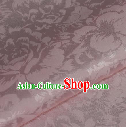 Chinese Traditional Cheongsam Fabric Classical Peony Pattern Design Pink Brocade Satin Material Silk Fabric