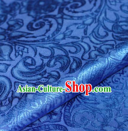 Chinese Traditional Cheongsam Fabric Classical Pattern Blue Brocade Satin Material Silk Fabric