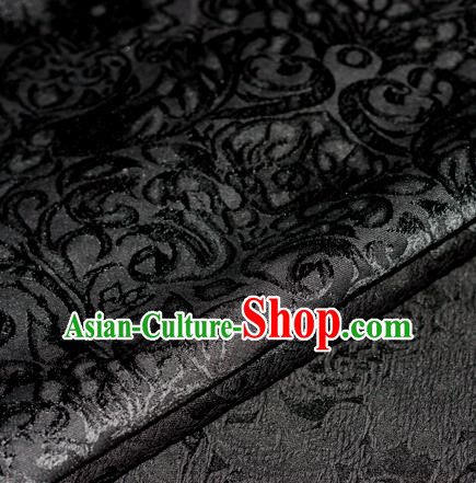 Chinese Traditional Cheongsam Fabric Classical Pattern Black Brocade Satin Material Silk Fabric