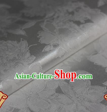 Chinese Traditional Flowers Pattern White Brocade Cheongsam Classical Fabric Satin Material Silk Fabric