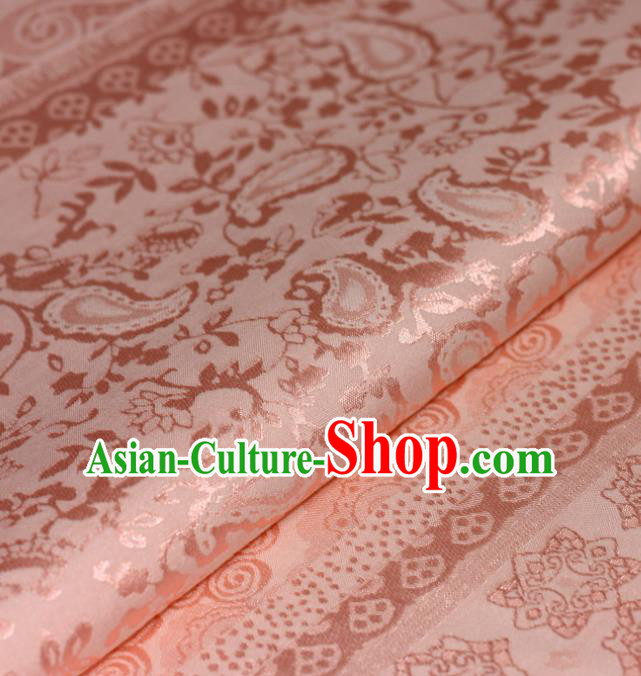 Chinese Traditional Hanfu Royal Linfa Pattern Pink Brocade Material Cheongsam Classical Fabric Satin Silk Fabric