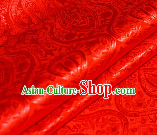 Chinese Traditional Hanfu Royal Pattern Red Brocade Material Cheongsam Classical Fabric Satin Silk Fabric