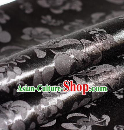 Chinese Traditional Pattern Hanfu Black Brocade Material Cheongsam Classical Fabric Satin Silk Fabric
