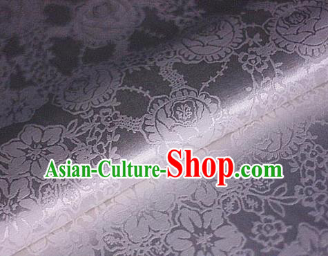 Chinese Traditional Tulip Pattern White Brocade Cheongsam Classical Fabric Satin Material Silk Fabric