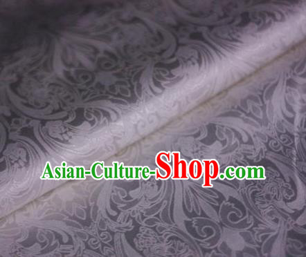 Chinese Traditional Pattern White Brocade Cheongsam Classical Fabric Satin Material Silk Fabric