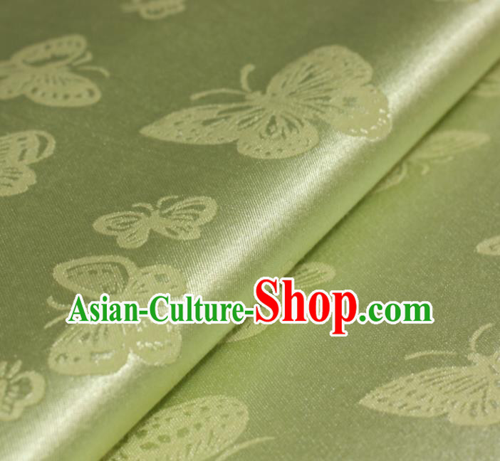 Chinese Traditional Butterfly Pattern Green Brocade Material Cheongsam Classical Fabric Satin Silk Fabric