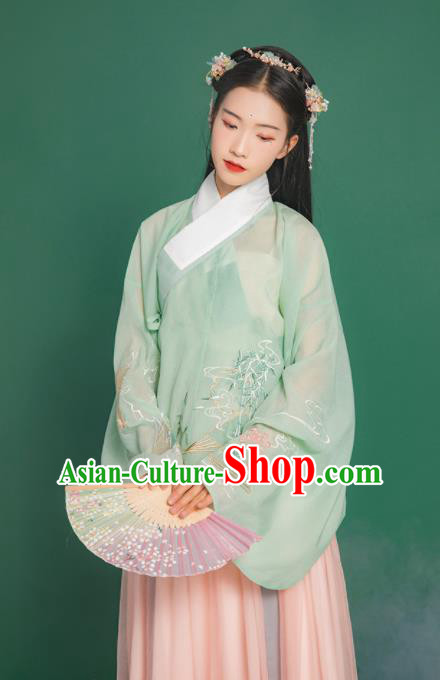 Chinese Traditional Ancient Nobility Lady Embroidered Hanfu Dress Ming Dynasty Historical Costume for Women