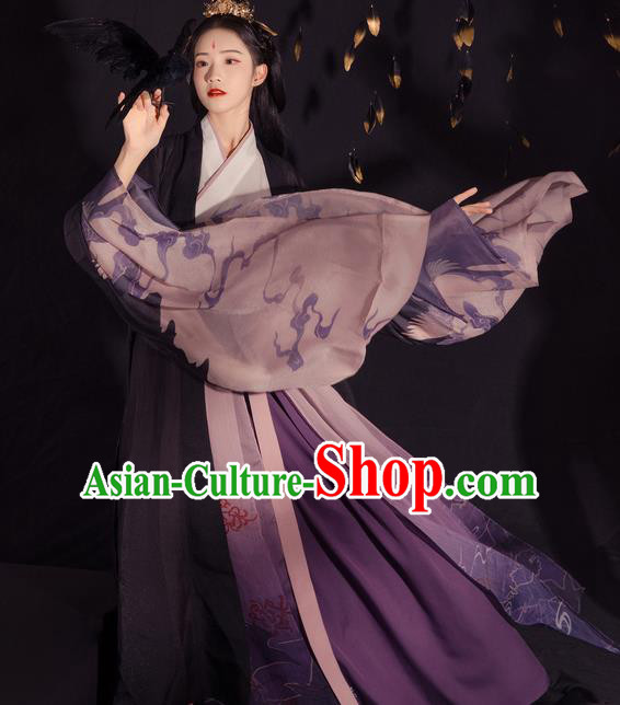 Chinese Ancient Jin Dynasty Palace Lady Embroidered Hanfu Dress Traditional Historical Costume for Women