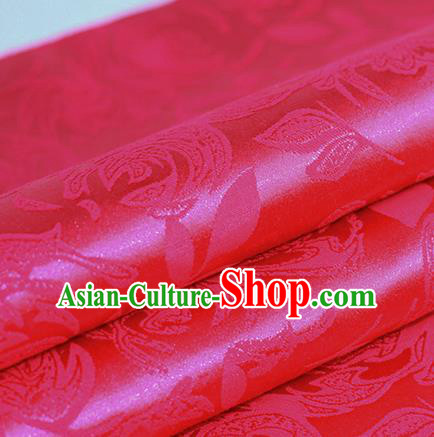 Chinese Traditional Flowers Pattern Rosy Brocade Material Hanfu Cheongsam Classical Fabric Satin Silk Fabric