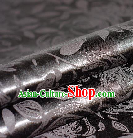 Chinese Traditional Flowers Pattern Black Brocade Material Hanfu Cheongsam Classical Fabric Satin Silk Fabric