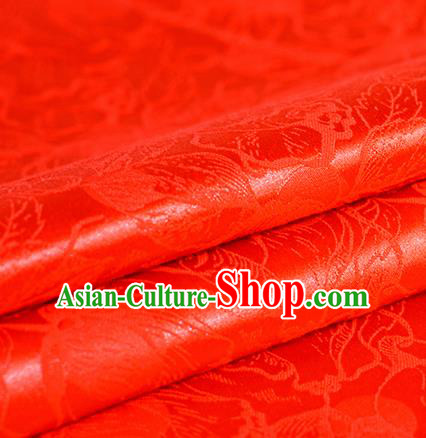 Chinese Traditional Cheongsam Pattern Red Brocade Material Hanfu Classical Fabric Satin Silk Fabric