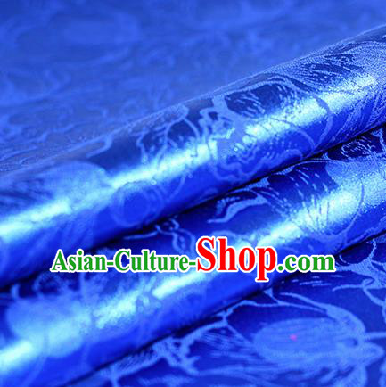 Chinese Traditional Cheongsam Pattern Royalblue Brocade Material Hanfu Classical Fabric Satin Silk Fabric