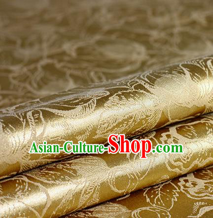 Chinese Traditional Cheongsam Pattern Golden Brocade Material Hanfu Classical Fabric Satin Silk Fabric