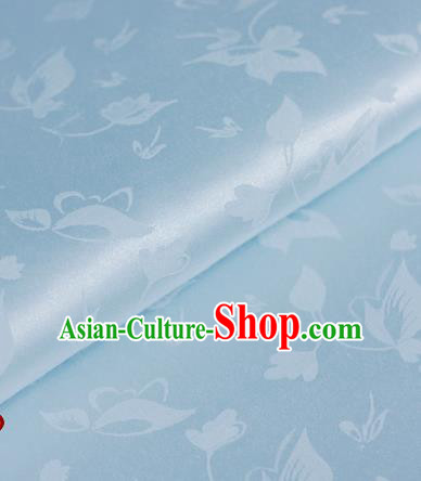 Chinese Traditional Cheongsam Fabric Butterfly Pattern Blue Brocade Material Hanfu Classical Satin Silk Fabric