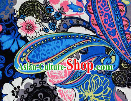 Chinese Traditional Fabric Cheongsam Printing Cherry Blossom Brocade Material Hanfu Classical Satin Silk Fabric