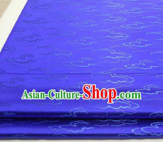 Chinese Traditional Tang Suit Royal Clouds Pattern Royalblue Brocade Satin Fabric Material Classical Silk Fabric