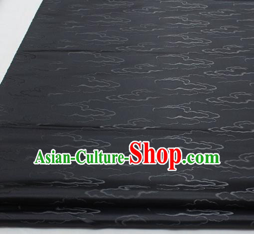 Chinese Traditional Tang Suit Royal Clouds Pattern Black Brocade Satin Fabric Material Classical Silk Fabric