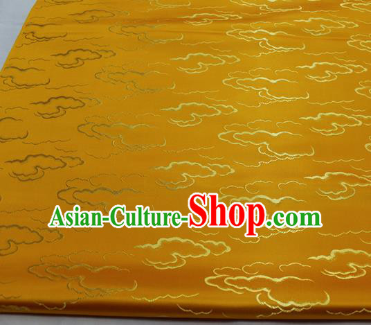 Chinese Traditional Tang Suit Royal Clouds Pattern Golden Brocade Satin Fabric Material Classical Silk Fabric