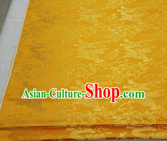 Asian Chinese Traditional Tang Suit Royal Cloud Dragon Pattern Golden Brocade Satin Fabric Material Classical Silk Fabric