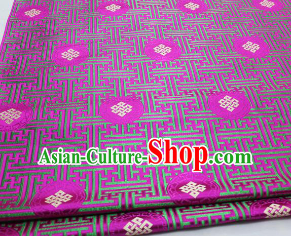 Asian Chinese Traditional Tang Suit Royal Lucky Knot Pattern Rosy Brocade Satin Fabric Material Classical Silk Fabric