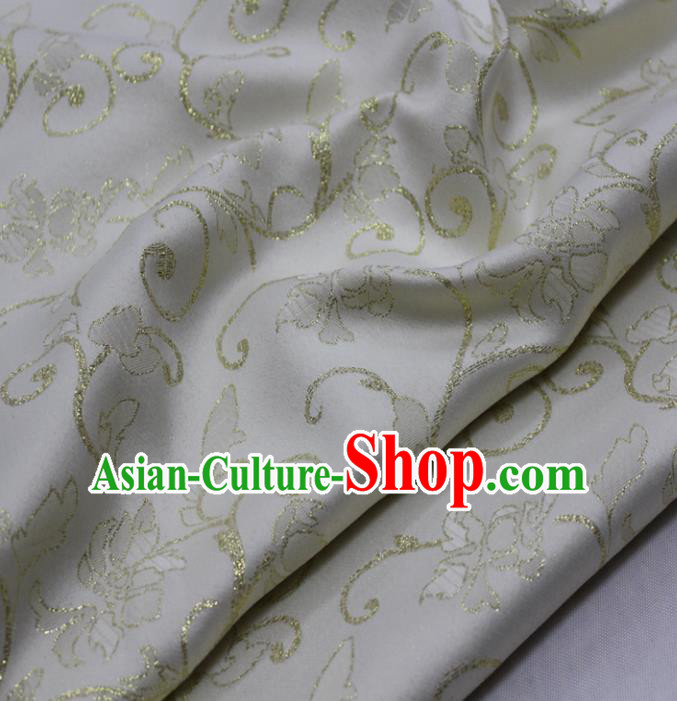 Chinese Traditional Fabric Royal Pattern White Brocade Material Hanfu Classical Satin Silk Fabric