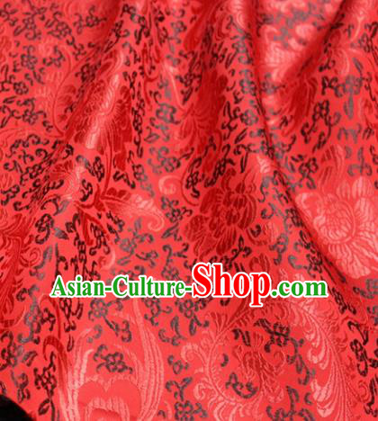 Chinese Traditional Fabric Royal Pattern Red Brocade Material Hanfu Classical Satin Silk Fabric