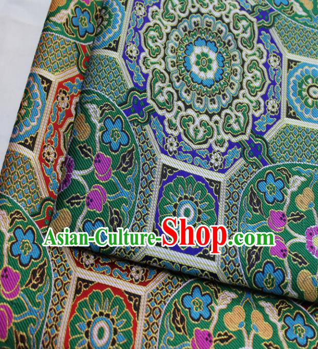 Chinese Traditional Tang Suit Fabric Royal Pattern Green Brocade Material Hanfu Classical Satin Silk Fabric