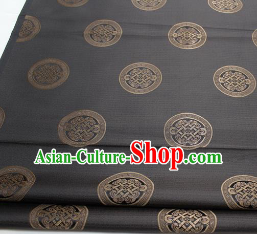 Chinese Traditional Tang Suit Fabric Royal Lucky Pattern Deep Grey Brocade Material Hanfu Classical Satin Silk Fabric