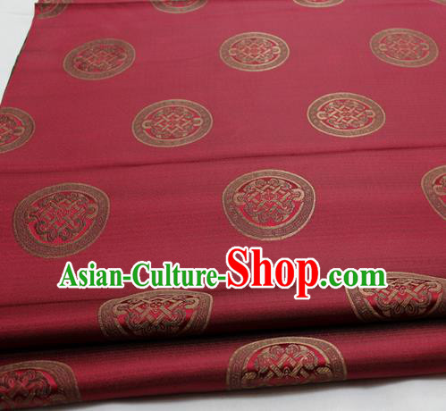 Chinese Traditional Tang Suit Fabric Royal Lucky Pattern Wine Red Brocade Material Hanfu Classical Satin Silk Fabric