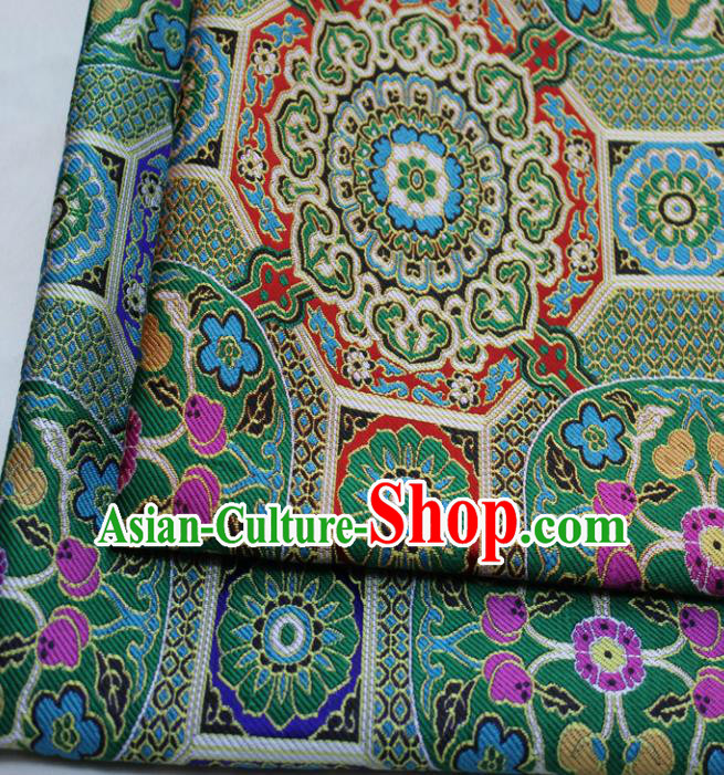 Chinese Traditional Tang Suit Fabric Royal Rosette Pattern Green Brocade Material Hanfu Classical Satin Silk Fabric