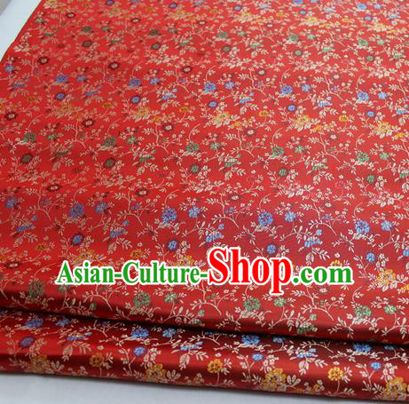 Chinese Traditional Tang Suit Fabric Royal Pepper Flowers Pattern Red Brocade Material Hanfu Classical Satin Silk Fabric