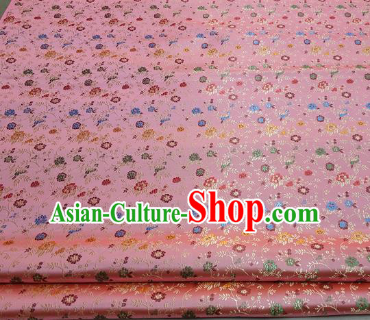 Chinese Traditional Tang Suit Fabric Royal Pepper Flowers Pattern Pink Brocade Material Hanfu Classical Satin Silk Fabric