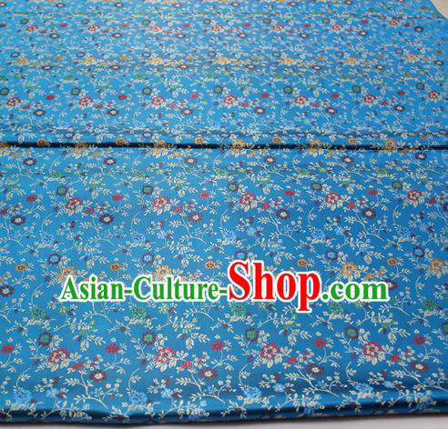 Chinese Traditional Tang Suit Fabric Royal Pepper Flowers Pattern Blue Brocade Material Hanfu Classical Satin Silk Fabric