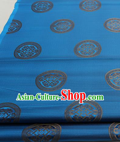 Chinese Traditional Tang Suit Fabric Royal Lucky Pattern Deep Blue Brocade Material Hanfu Classical Satin Silk Fabric