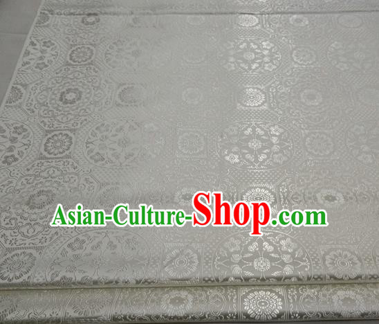 Chinese Traditional Tang Suit White Satin Fabric Royal Pattern Brocade Material Classical Silk Fabric