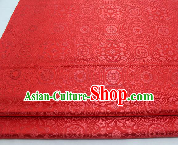 Chinese Traditional Tang Suit Red Satin Fabric Royal Pattern Brocade Material Classical Silk Fabric