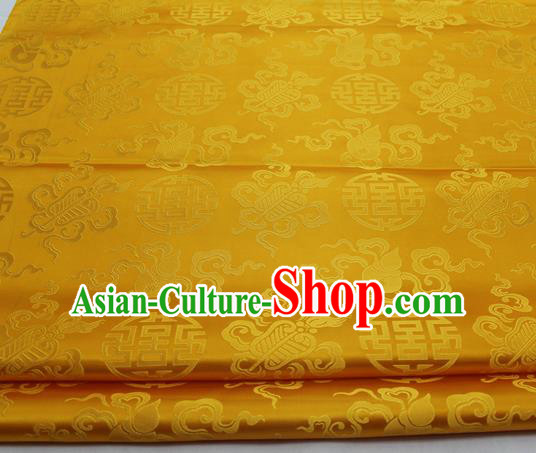 Chinese Traditional Tang Suit Satin Fabric Royal Calabash Pattern Golden Brocade Material Classical Silk Fabric