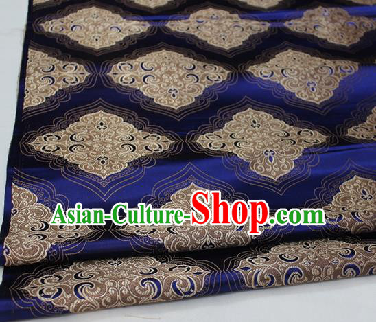 Chinese Traditional Tang Suit Navy Blue Brocade Royal Pattern Satin Fabric Material Classical Silk Fabric