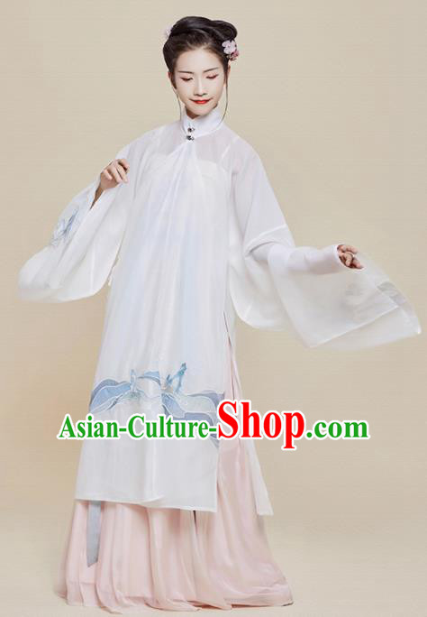 Chinese Traditional Ancient Nobility Dowager Embroidered Hanfu Dress Ming Dynasty Imperial Consort Historical Costume for Women